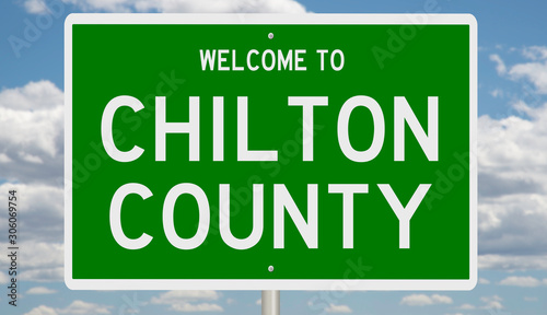 Rendering of a green 3d highway sign for Chilton County photo