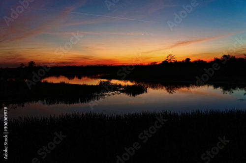 Louisiana Swamp sunset silhouette and reflections