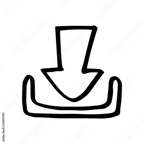 hand drawn vector doodle download sign illustration. Hand Drawn download doodle icon isolated on white background