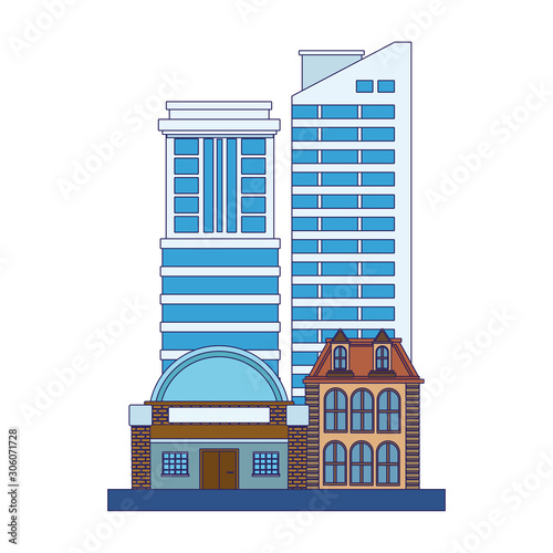 modern and old buildings icon, flat design