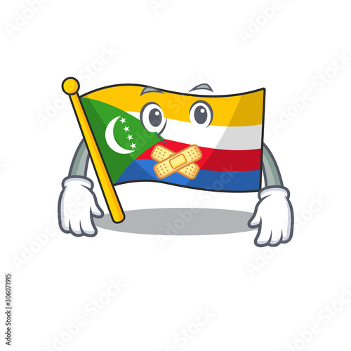 Flag comoros mascot cartoon character style making silent gesture