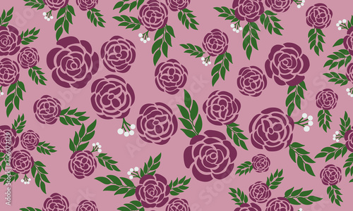 Simple rose flower, abstract floral pattern background.