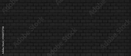 Abstract black brick wall pattern background and black backdrop, Blank copy space.