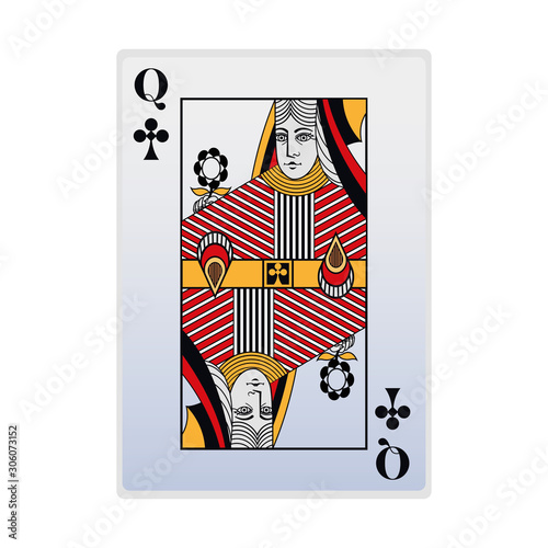queen of club card icon, flat design