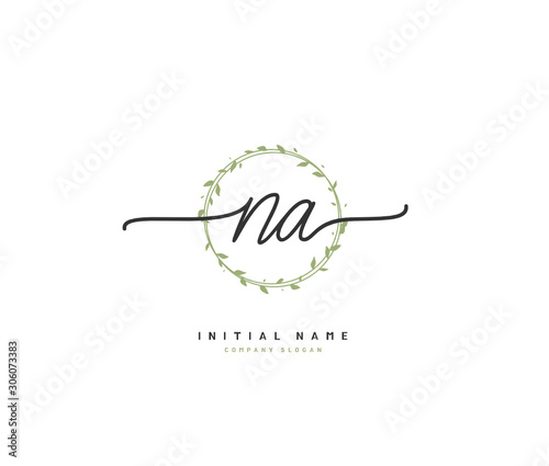 N A NA Beauty vector initial logo, handwriting logo of initial signature, wedding, fashion, jewerly, boutique, floral and botanical with creative template for any company or business.