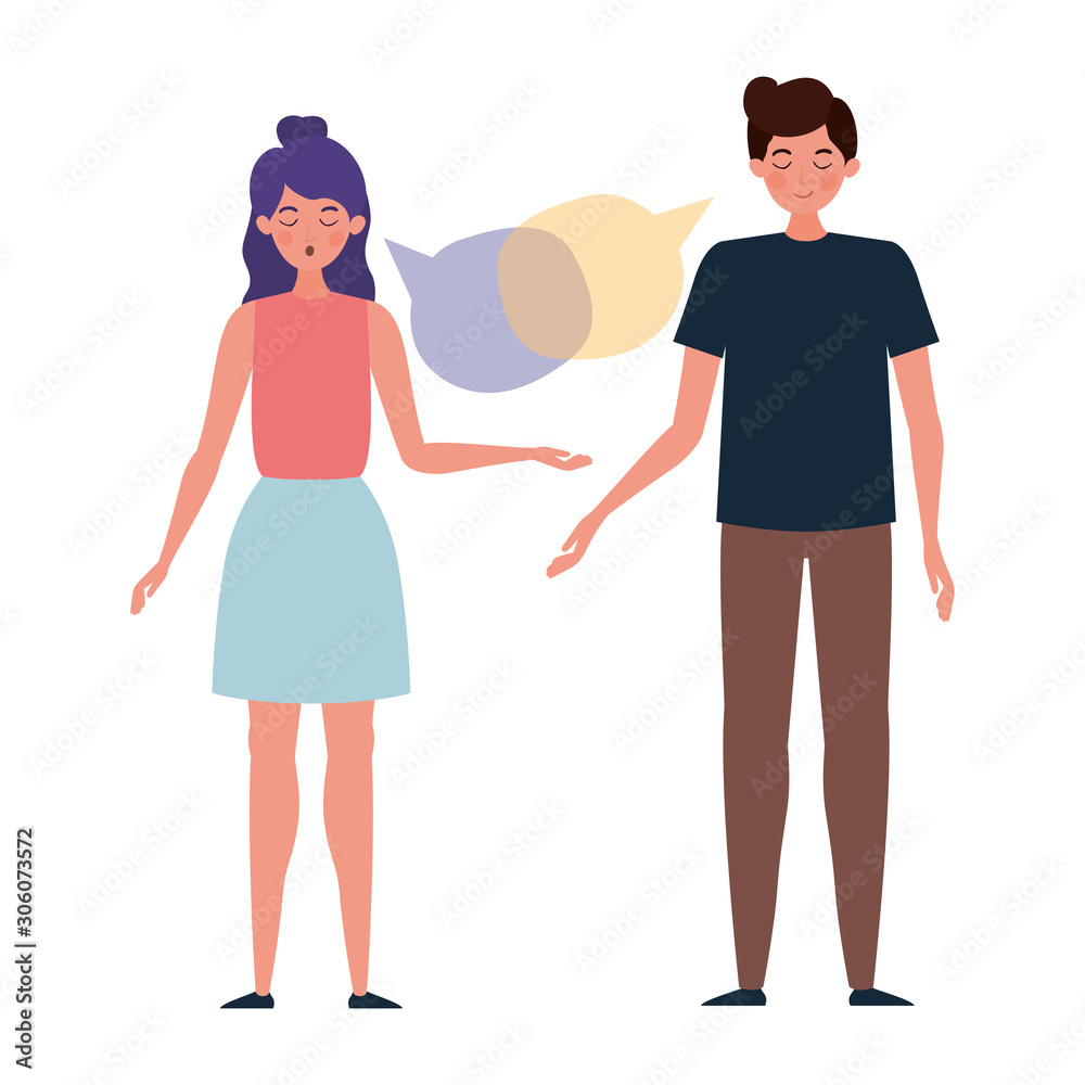 Couple with communication bubble vector design Couple with communication bubble vector design