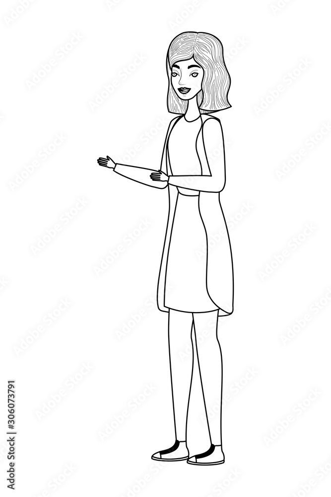 Cute woman cartoon drawing vector design