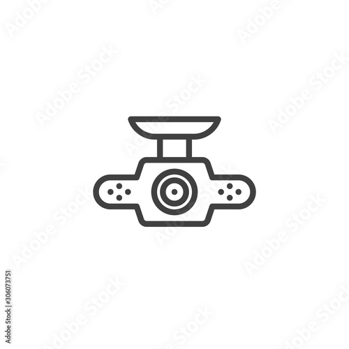 Car drive video recorder line icon. linear style sign for mobile concept and web design. Digital DVR camera outline vector icon. Symbol, logo illustration. Vector graphics