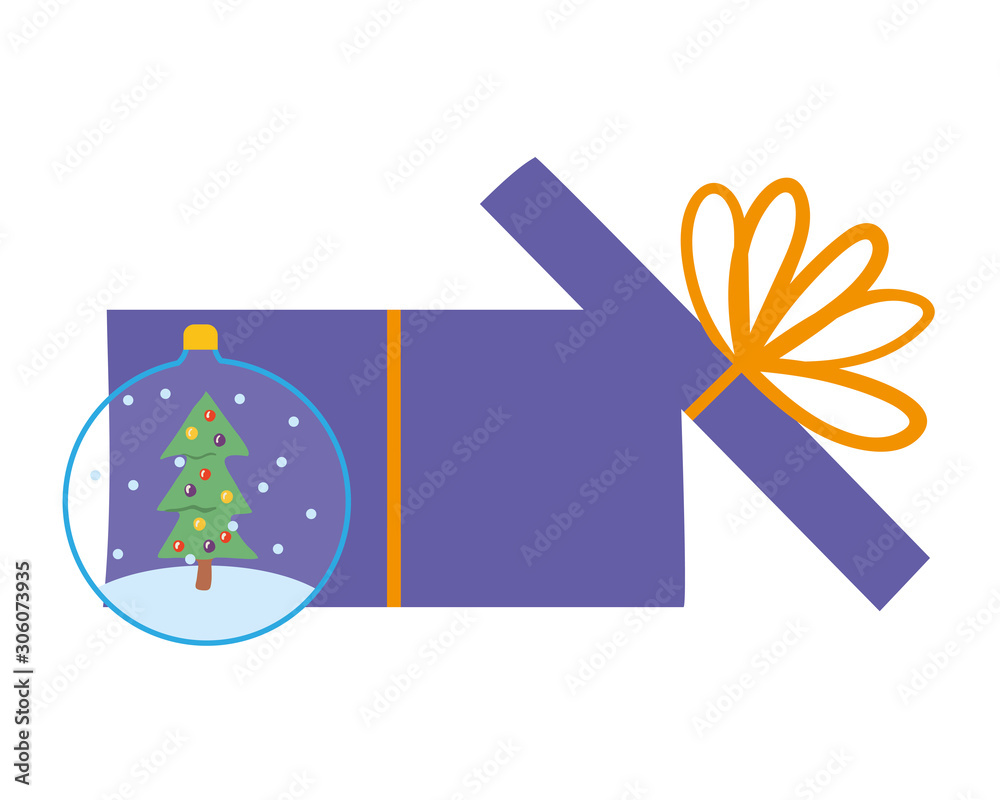 Merry christmas sphere and gift vector design