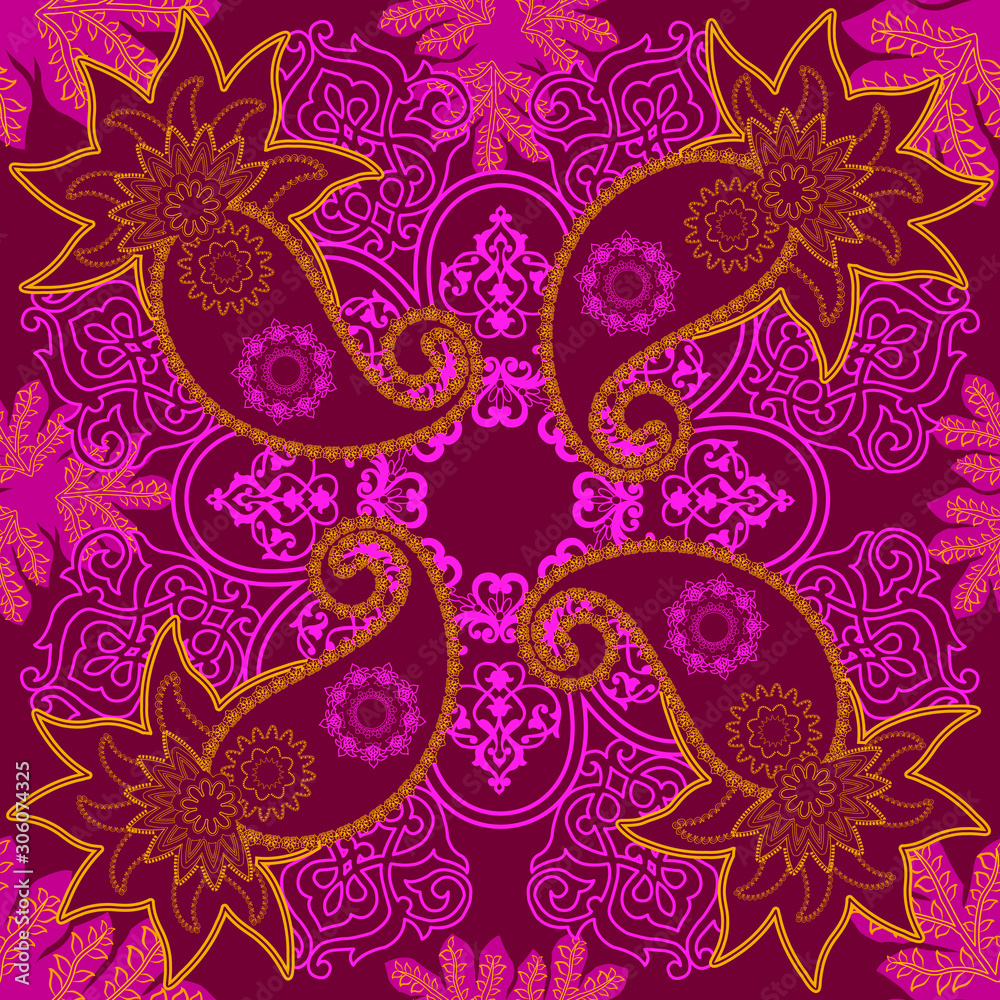 Monochrome seamless pattern with oriental ornaments Monochrome seamless pattern with oriental ornaments
