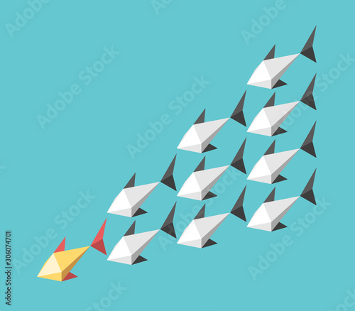 Gold fish leading many