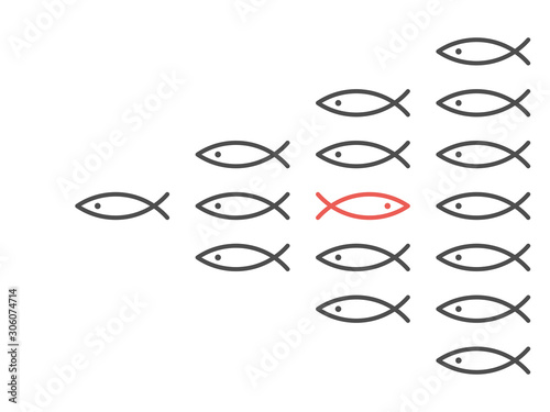 Opposite direction unique fish