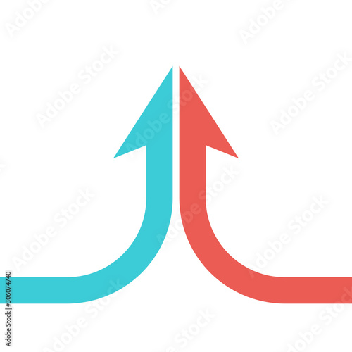 Two parts merging, arrow