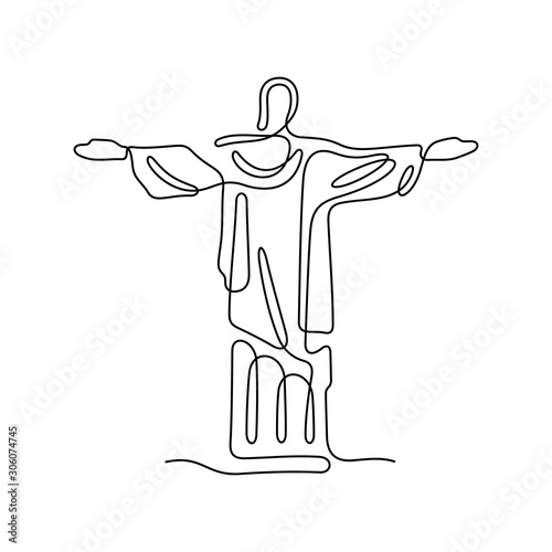 Jesus Christ continuous line vector illustration.