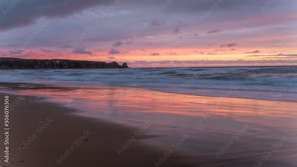 A pink sunset at Cape Woolamai, Phillip Island, Australia