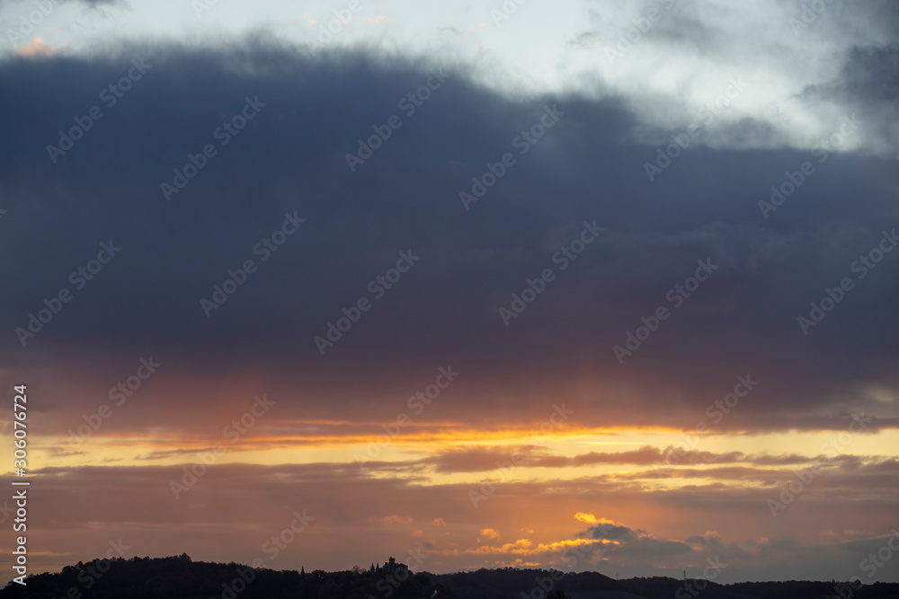 beautiful sky at sunrise in the south of France