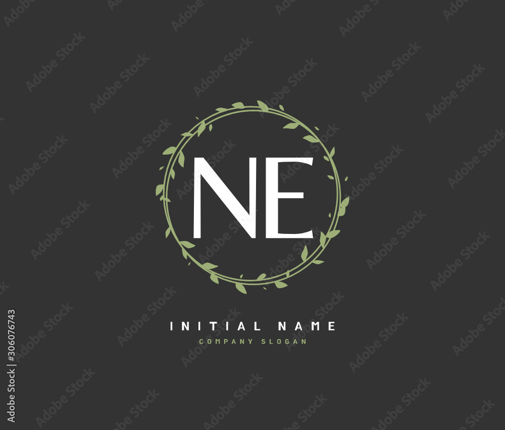 N E NE Beauty vector initial logo, handwriting logo of initial signature, wedding, fashion, jewerly, boutique, floral and botanical with creative template for any company or business. N E NE Beauty vector initial logo, handwriting logo of initial signature, wedding, fashion, jewerly, boutique, floral and botanical with creative template for any company or business.