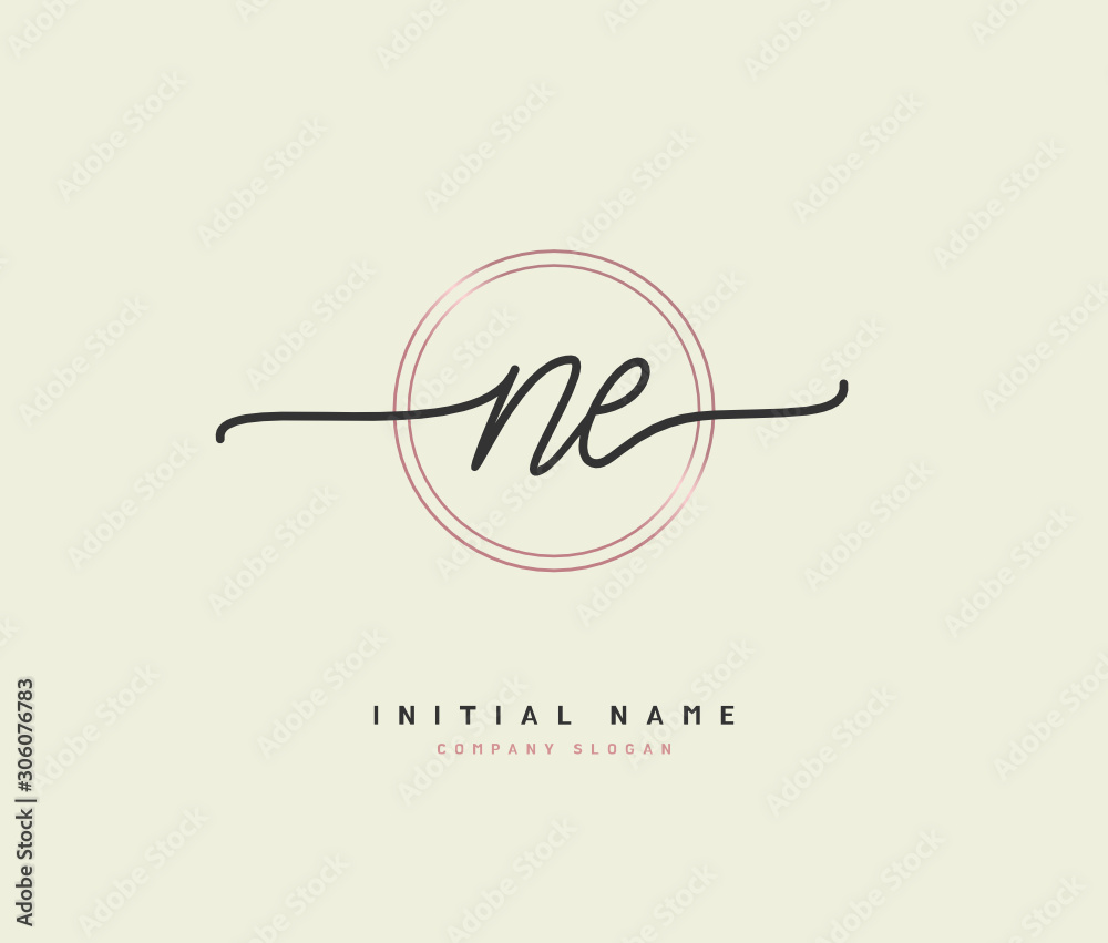 N E NE Beauty vector initial logo, handwriting logo of initial signature, wedding, fashion, jewerly, boutique, floral and botanical with creative template for any company or business.