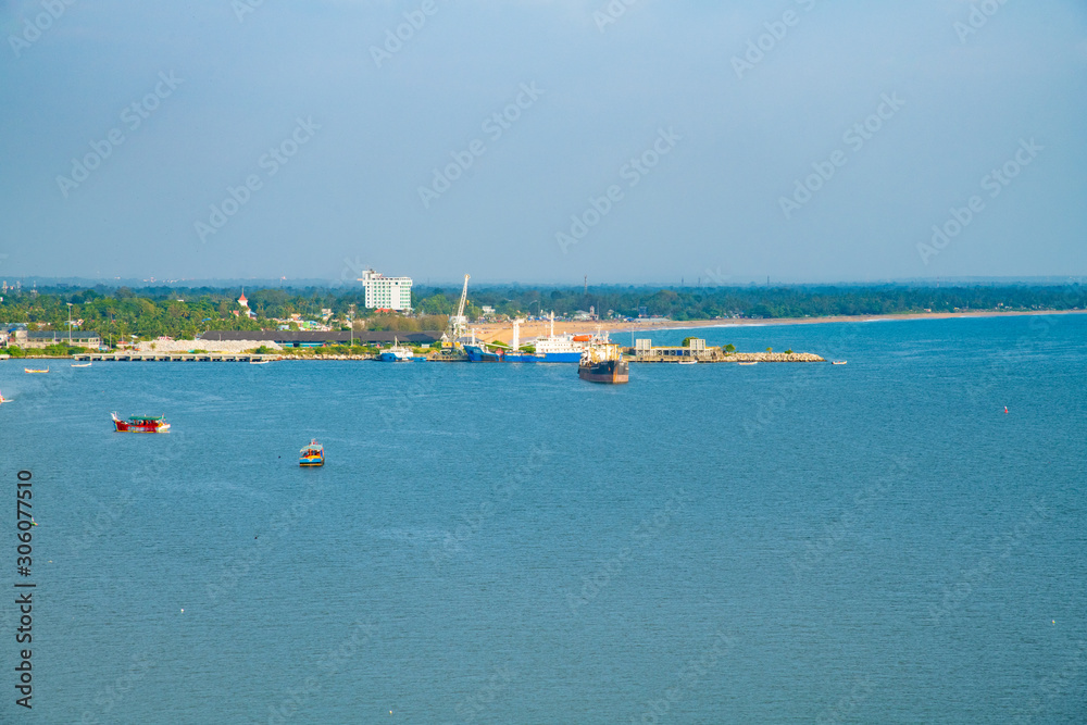 Kollam Beach Arial view Kerala India