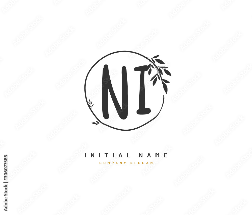 N I NI Beauty vector initial logo, handwriting logo of initial signature, wedding, fashion, jewerly, boutique, floral and botanical with creative template for any company or business. N I NI Beauty vector initial logo, handwriting logo of initial signature, wedding, fashion, jewerly, boutique, floral and botanical with creative template for any company or business.