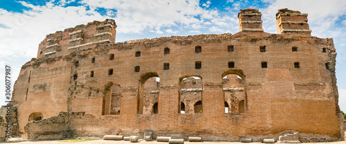 Red Basilica (Serapeion) and blue sky. Panoramic view. Saint Johannes, Egypti...
