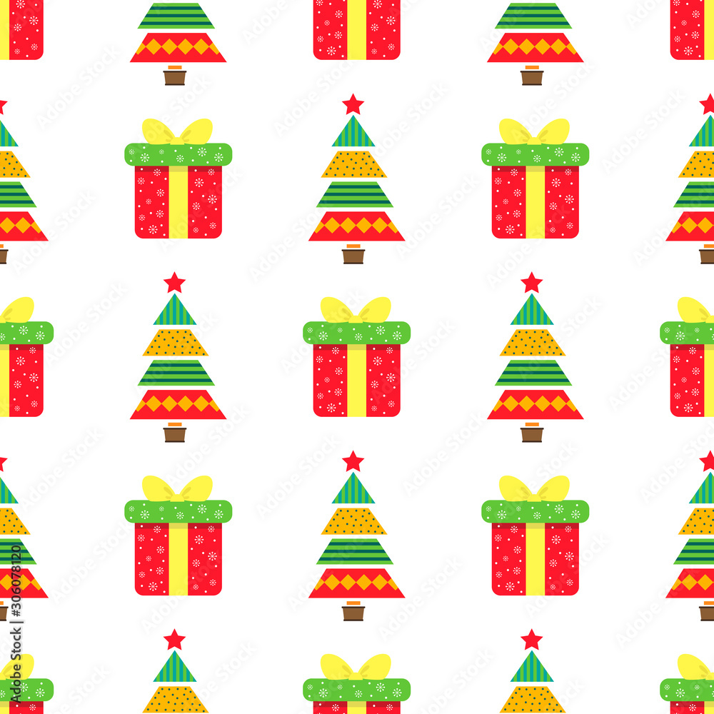 Christmas tree seamless background.