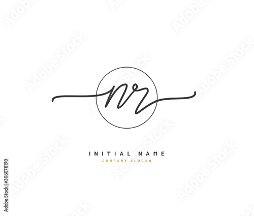 N R NR Beauty vector initial logo, handwriting logo of initial signature, wedding, fashion, jewerly, boutique, floral and botanical with creative template for any company or business.