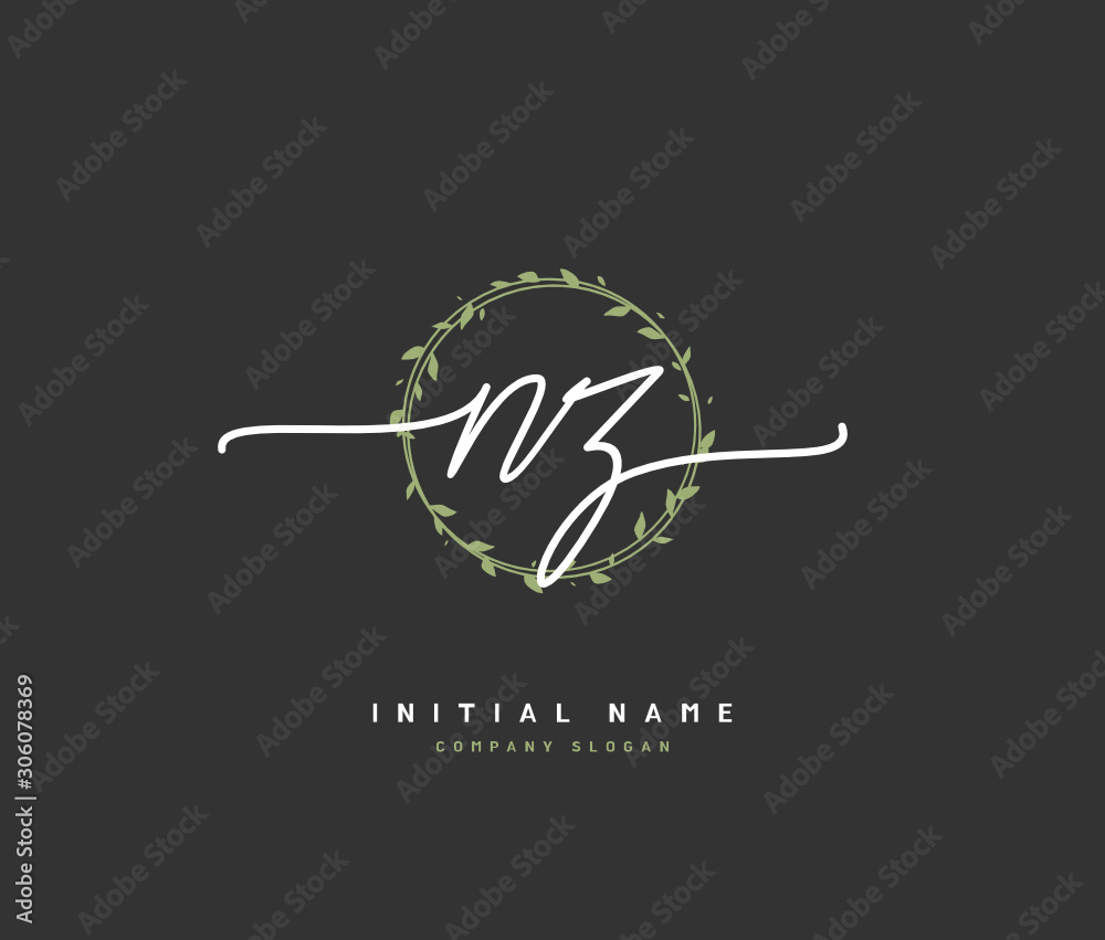 N Z NZ Beauty vector initial logo, handwriting logo of initial signature, wedding, fashion, jewerly, boutique, floral and botanical with creative template for any company or business. N Z NZ Beauty vector initial logo, handwriting logo of initial signature, wedding, fashion, jewerly, boutique, floral and botanical with creative template for any company or business.