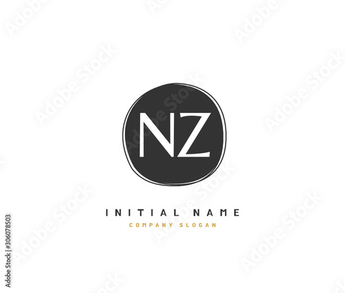 N Z NZ Beauty vector initial logo, handwriting logo of initial signature, wedding, fashion, jewerly, boutique, floral and botanical with creative template for any company or business.