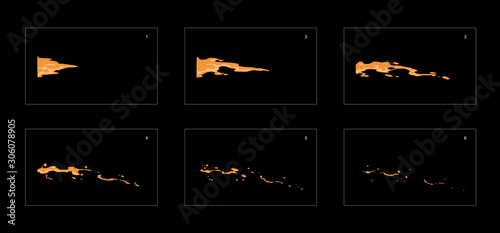 Dust splashes vector classic frame by frame animation. dust splashes sprite sheet animation for game development, motion graphic or mobile games.