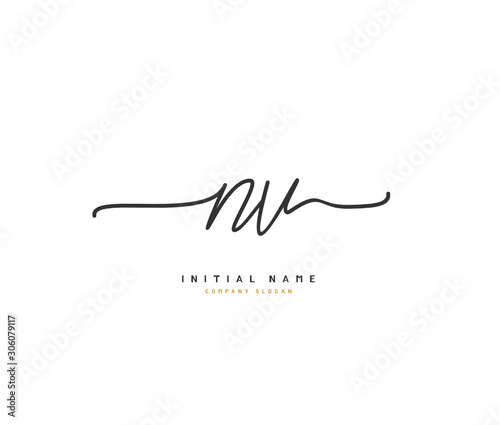 N V NV Beauty vector initial logo, handwriting logo of initial signature, wedding, fashion, jewerly, boutique, floral and botanical with creative template for any company or business.