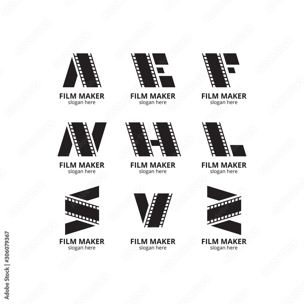 set of letter in film maker logo template - obrazy, fototapety, plakaty 