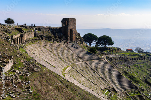 Ruins of old castle. Pergamon Antique City, Acropolis theatre of Pergamon, Be...