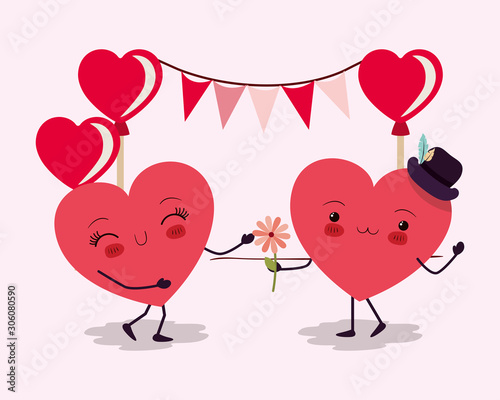 Happy valentines heart cartoons vector design