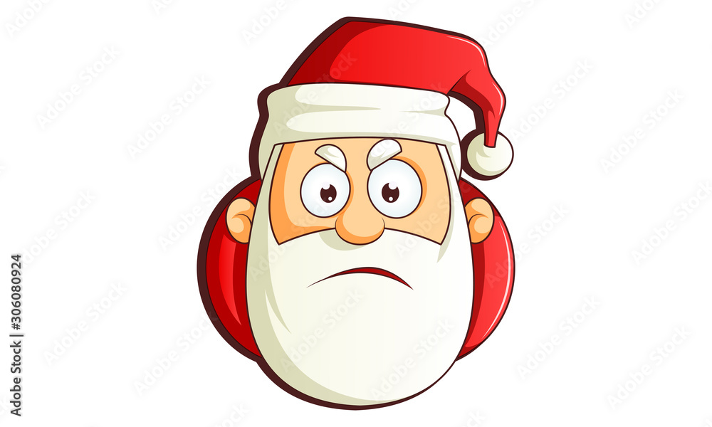 Vector cartoon illustration of Santa Claus sad face. Isolated on white  background. Stock Vector | Adobe Stock