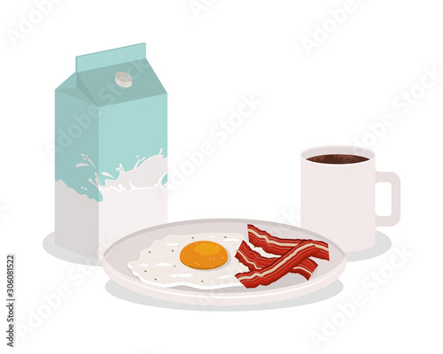 delicious breakfast egg and bacon vector design