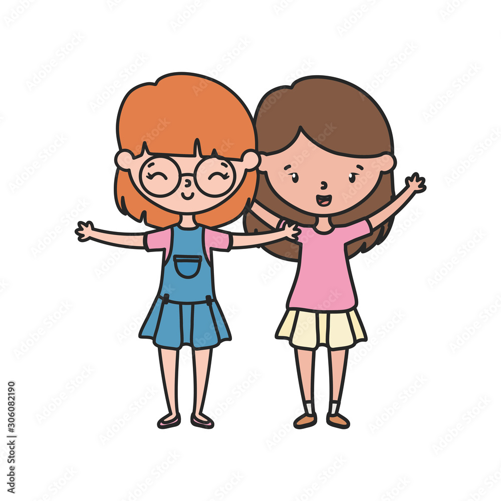 Isolated girls cartoons vector design