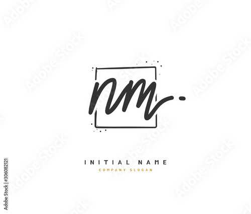 N M NM Beauty vector initial logo, handwriting logo of initial signature, wedding, fashion, jewerly, boutique, floral and botanical with creative template for any company or business.