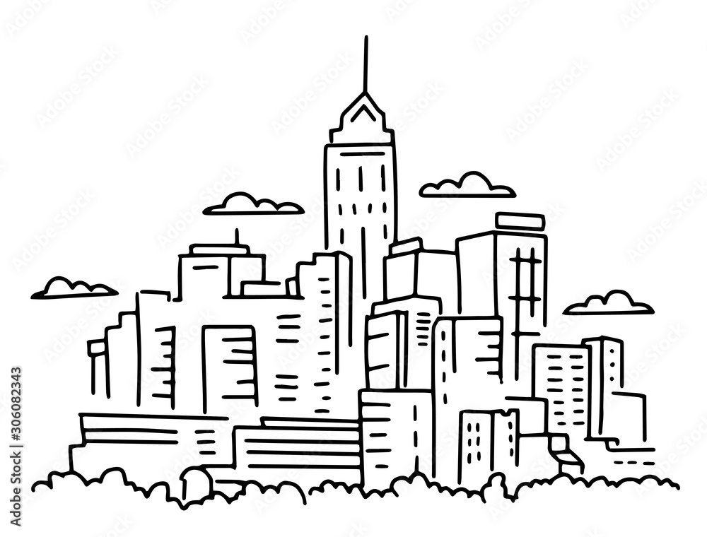 Sketch of a city street Royalty Free Vector Image