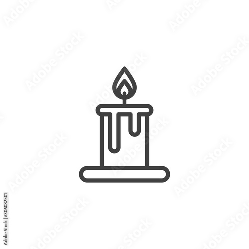 Candle light burn line icon. linear style sign for mobile concept and web design. Candle with burning candle wick outline vector icon. Symbol, logo illustration. Vector graphics