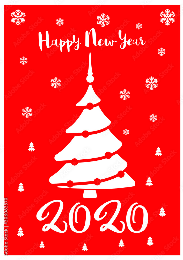 Greeting card on a red background. Symbols of the new year. Designation of the coming year. Greeting card on a red background. Symbols of the new year. Designation of the coming year.
