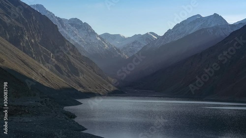 Time-lapse of a Sunset over Satpara Lake in Northern Skardu, Pakistan photo