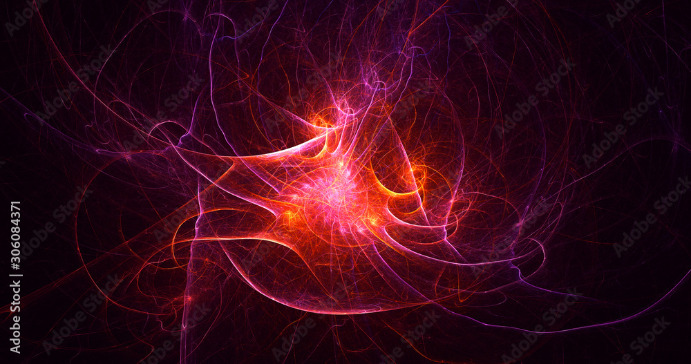 3D rendering abstract red fractal light background