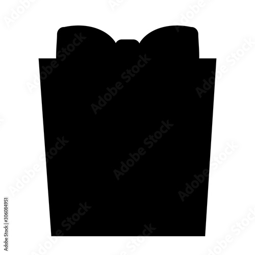 Wrapped Gift box and Bow Black Silhouette on White Background.Christmas, new year, Birthday Clip Art.