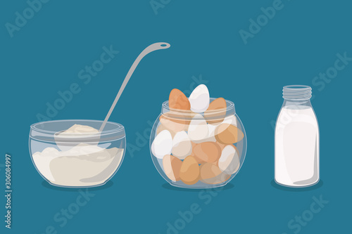 delicious breakfast eggs and milk vector design