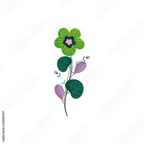 flowers stem leaves petals nature decoration icon