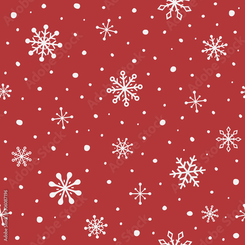 Seamless pattern with beautiful snowflakes. Christmas background. Vector