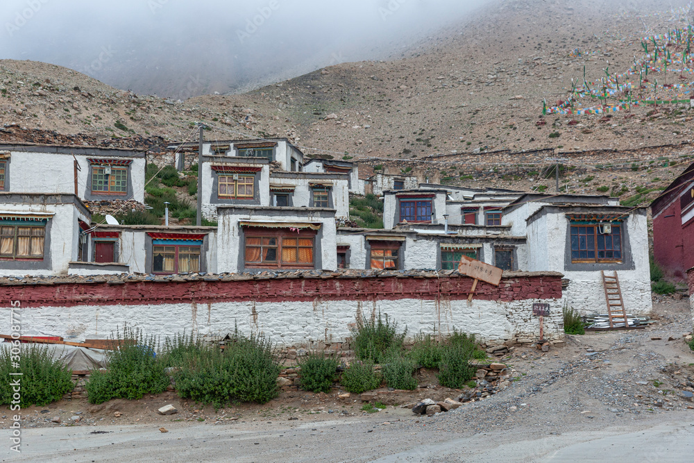 Rongbuk monastery, the highest-elevation monastery in the world, Shigatse, Tibet
