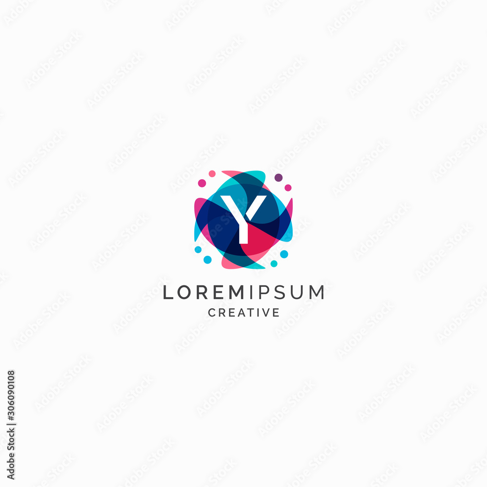 Letter Y Abstract Initial Logo Design Template. Colorful Overlay Vector Illustration