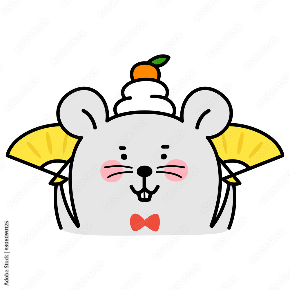 お正月のイラスト 頭に餅を乗せてるネズミのキャラクター Stock Vektorgrafik Adobe Stock お正月のイラスト 頭に餅を乗せてるネズミのキャラクター Stock Vektorgrafik Adobe Stock